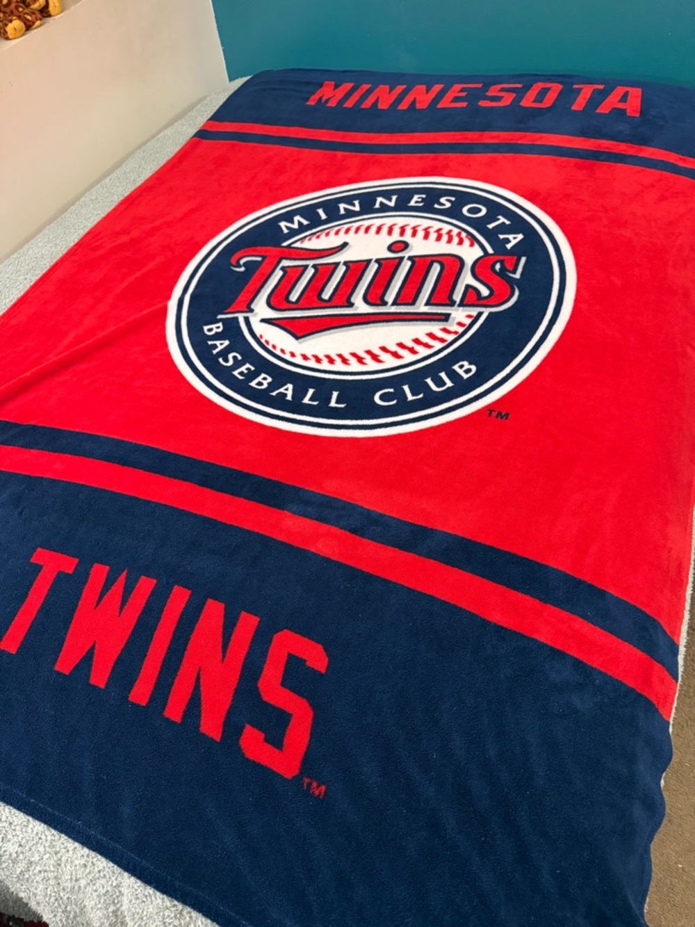 Minnesota Twins Plush 56” X 89” Blue, Red, & White Plush Throw Blanket